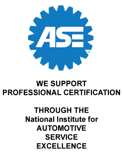 ASE - We support professional certification through the National Institute for automotive service excellence